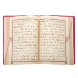 Hafız Boy Kur'an-ı Kerim (Pembe, Kılıflı, Mühürlü, 2 Renk) - Thumbnail