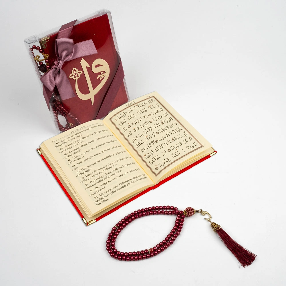 Tesbih + Yasin Hediye Seti (Çanta Boy, ElifVav, Raşel, Kırmızı)