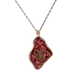 Adab Yaa Huu Marble Handmade Authentic Resin Necklace Jawshan (1764-1) - Thumbnail