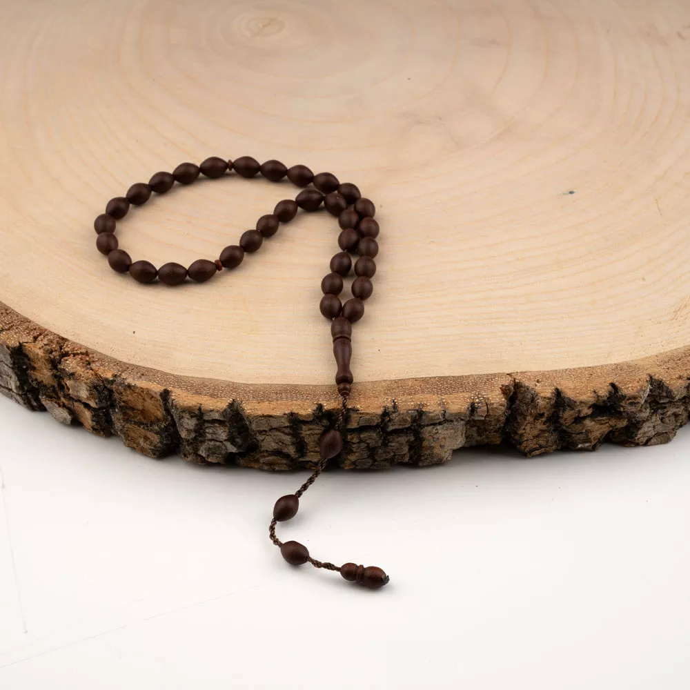 DİĞER - Arpa Kesim Fiber Tesbih (33lü, Kahverengi, 7x9 mm.) 