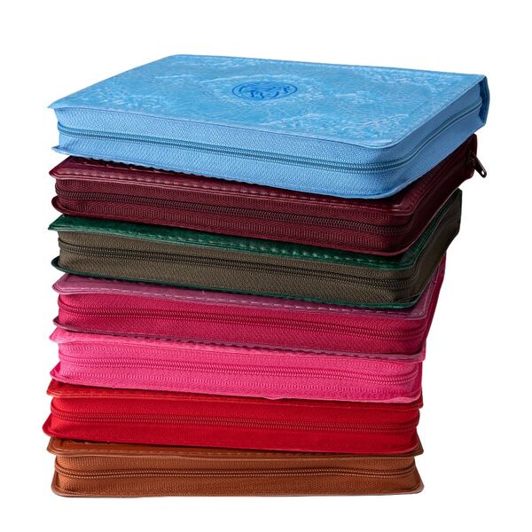 Bag Size Qur'an Al-Kareem (Pink Colour, Zip Around Case, Stamped)