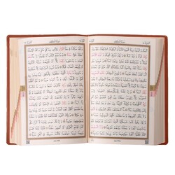 Bag Size Qur'an Al-Kareem (Tabac Colour, Zip Around Case, Stamped) - Thumbnail