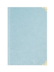 Bag Size Suede Bound Yasin Juz with Turkish Translation (Baby Blue, Alif-Waw Front Cover) - Thumbnail