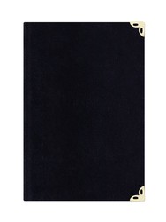 Bag Size Suede Bound Yasin Juz with Turkish Translation (Black, Alif-Waw Front Cover) - Thumbnail