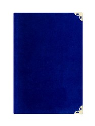 Bag Size Suede Bound Yasin Juz with Turkish Translation (Dark Blue, Alif-Waw Front Cover) - Thumbnail