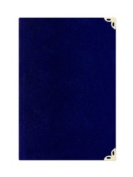 Bag Size Suede Bound Yasin Juz with Turkish Translation (Navy Blue, Alif-Waw Front Cover) - Thumbnail