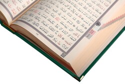 Bag Size Velvet Bound Qur'an Al-Kareem (Emerald Green, Rose Figured, Stamped) - Thumbnail