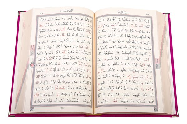 Bag Size Velvet Bound Qur'an Al-Kareem (Pink, Embroidered, Gilded, Stamped)