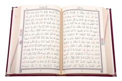 Big Pocket Size Velvet Bound Qur'an Al-Kareem (Damson Purple, Rose Figured, Gilded) - Thumbnail