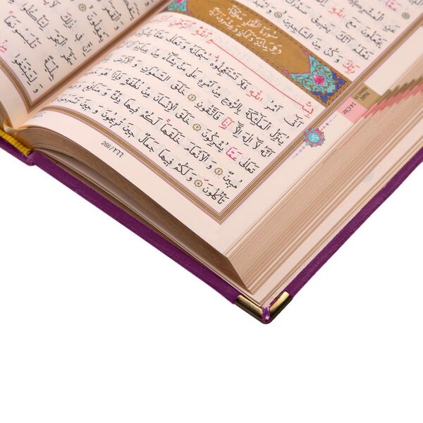 Big Pocket Size Velvet Bound Qur'an Al-Kareem (Lilac, Embroidered, Gilded, Stamped)