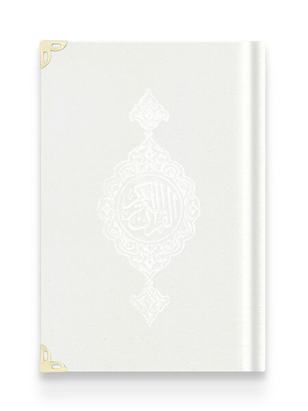 Big Pocket Size Velvet Bound Qur'an Al-Kareem (White, Gilded, Stamped)