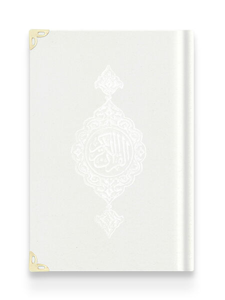 Big Pocket Size Velvet Bound Qur'an Al-Kareem (White, Gilded, Stamped)