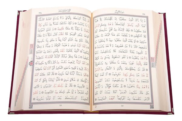 Big Size Velvet Bound Qur'an Al-Kareem (Damson Purple, Alif - Waw Cover, Gilded)