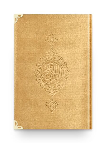 Big Size Velvet Bound Qur'an Al-Kareem (Golden Colour, Gilded, Stamped)