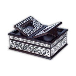 Black, Silver Colour Plated Kuran With Chest with Embedded Holder (Hafiz Size) - Thumbnail