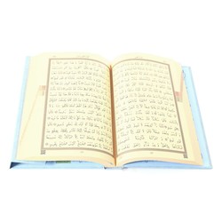 Bookrest Size Qur'an Al-Kareem (Two-Colour, Blue, Stamped) - Thumbnail