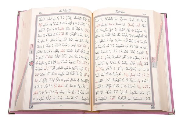 Bookrest Size Velvet Bound Qur'an Al-Kareem (Powder Pink, Gilded, Stamped)