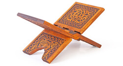 Burned Wooden Rehal Book rest Mini Size  35 cm - Thumbnail