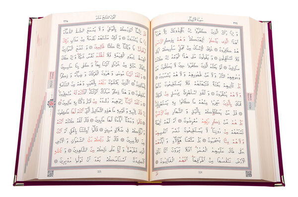 Kadife Kutulu Kur'an-ı Kerim (Çanta Boy, Güllü, Kırmızı)