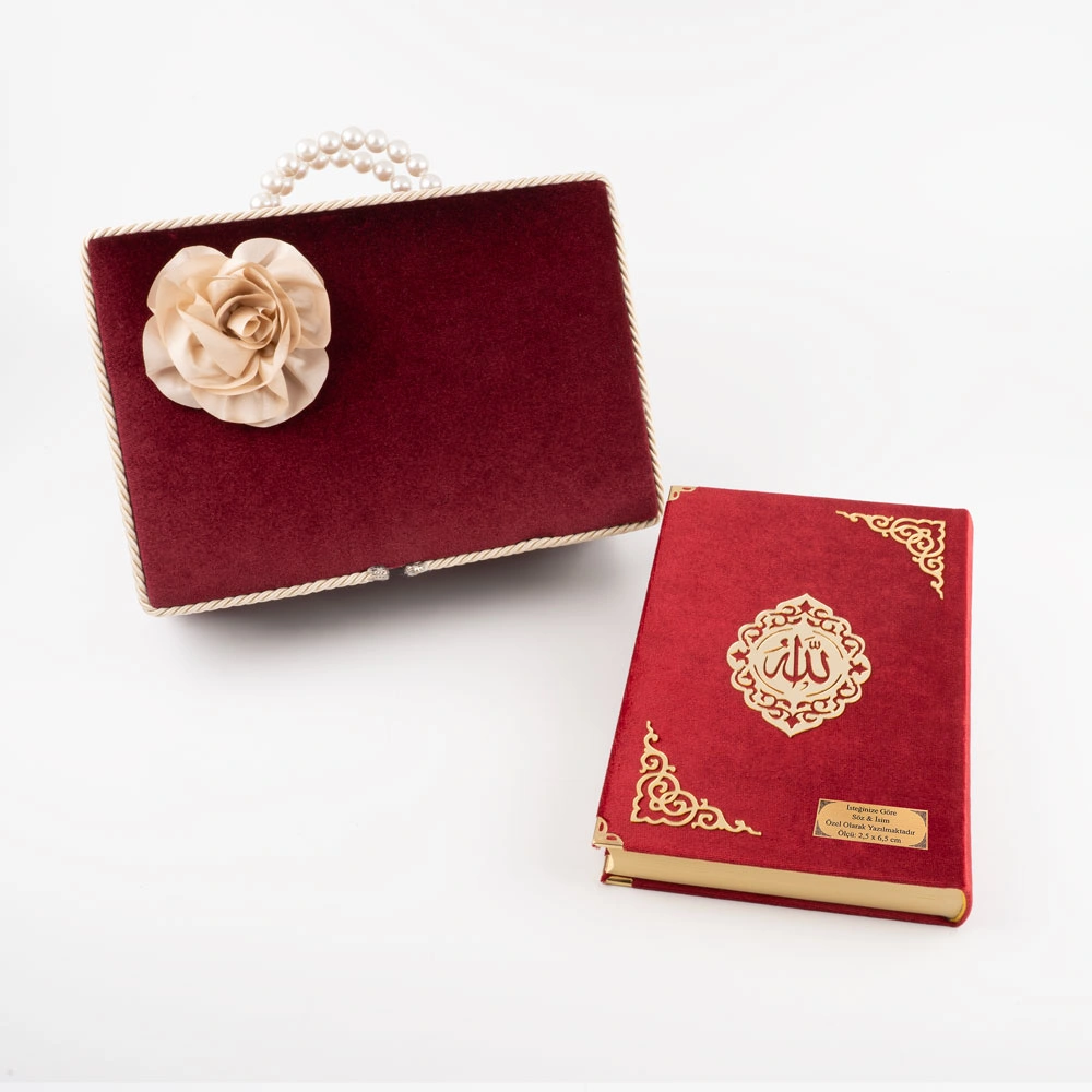 Çeyizlik Kutu Raşel Hediyelik Kuran (Orta Boy, Bordo)