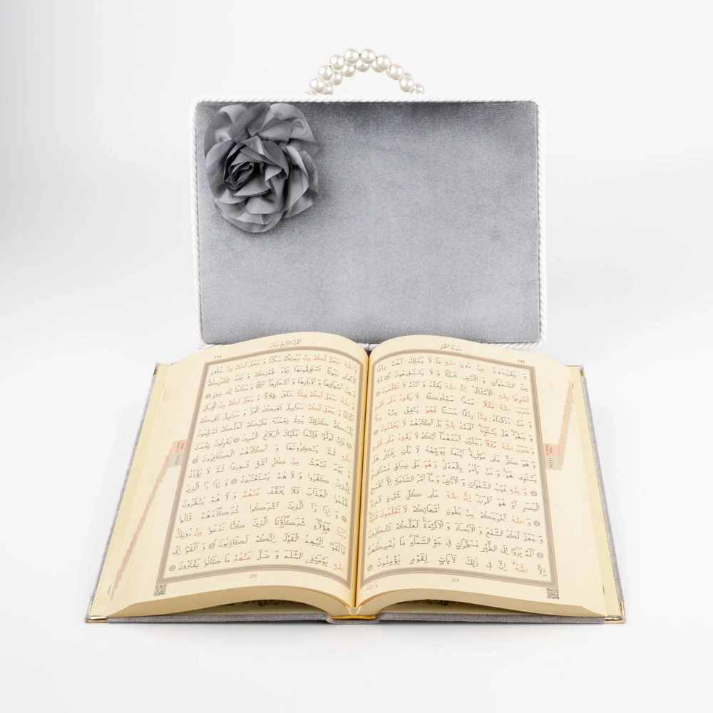 Çeyizlik Kutu Raşel Hediyelik Kuran (Orta Boy, Gri) - Thumbnail
