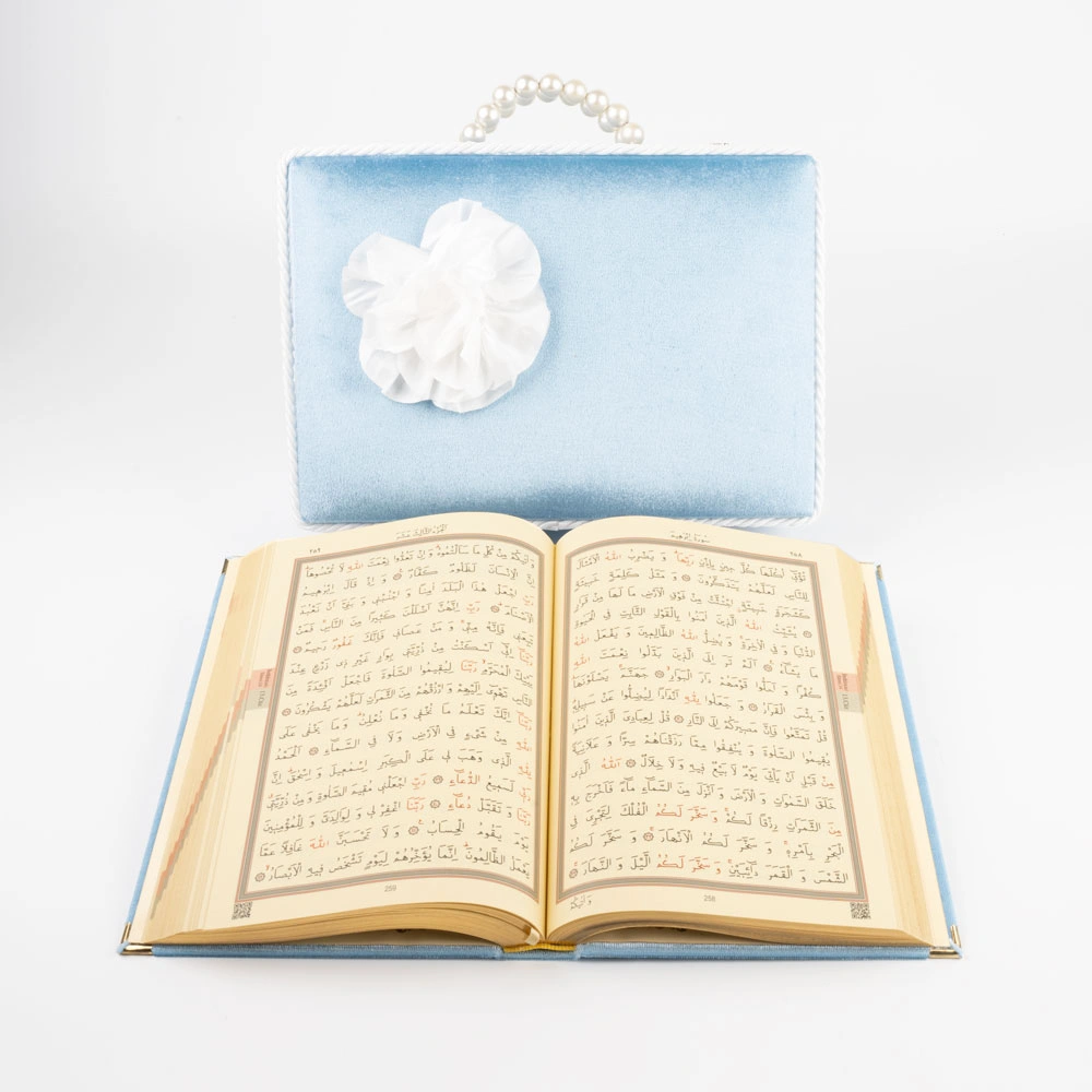 Çeyizlik Kutu Raşel Hediyelik Kuran (Orta Boy, Mavi) - Thumbnail