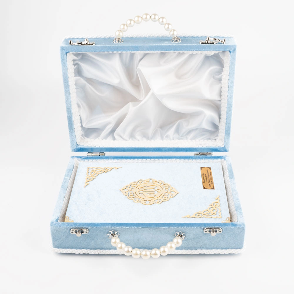 Çeyizlik Kutu Raşel Hediyelik Kuran (Orta Boy, Mavi) - Thumbnail