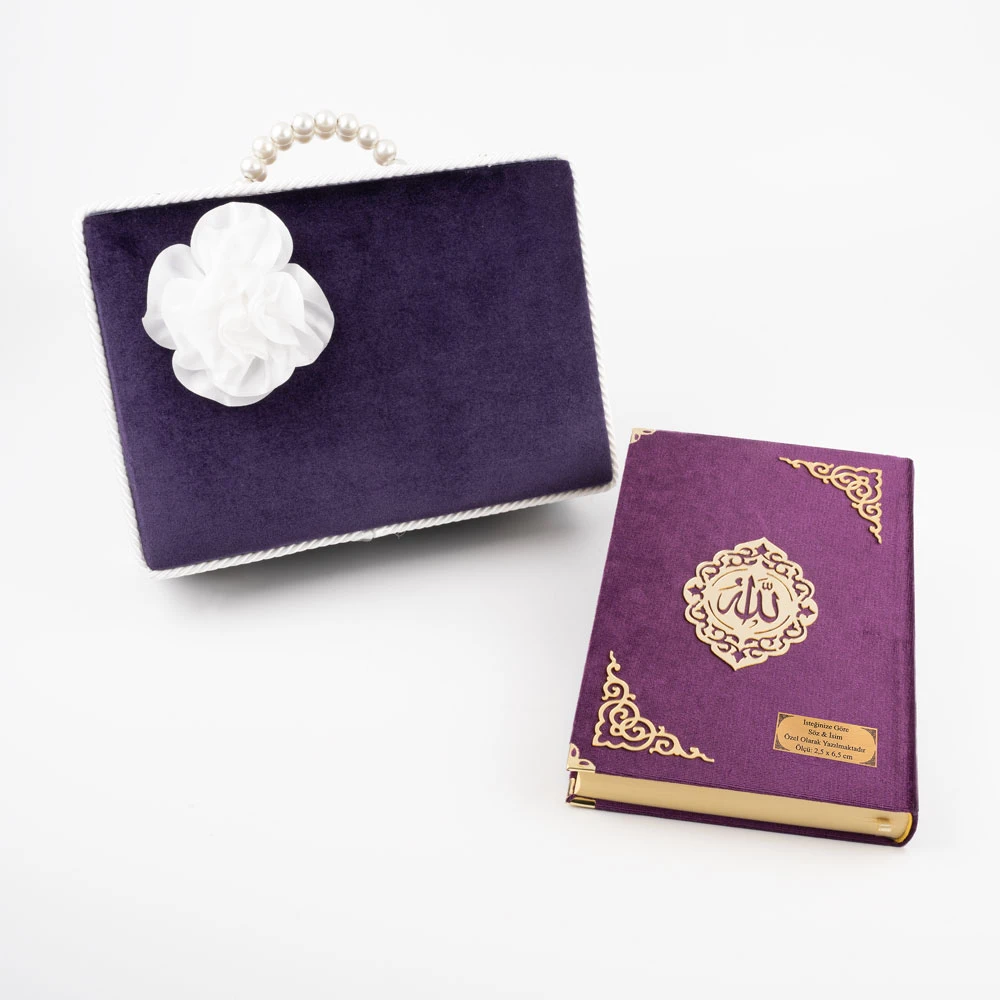 Çeyizlik Kutu Raşel Hediyelik Kuran (Orta Boy, Mor)