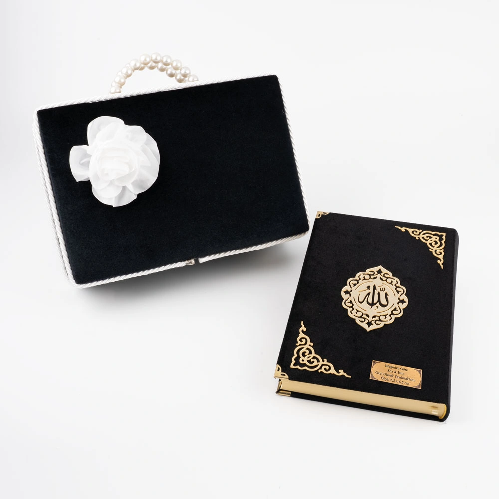 Çeyizlik Kutu Raşel Hediyelik Kuran (Orta Boy, Siyah)