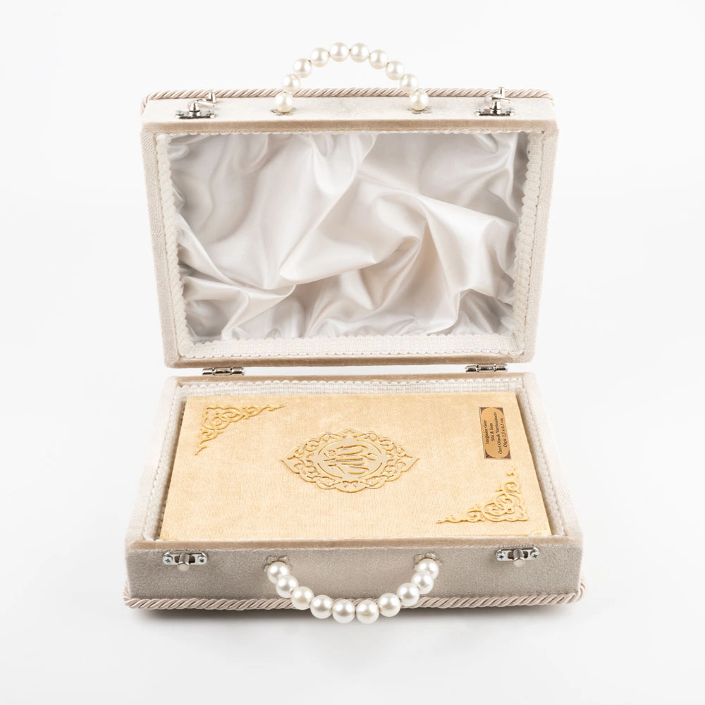 Çeyizlik Kutu Raşel Hediyelik Kuran (Orta Boy, Vizon)