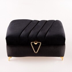 HAYRAT NEŞRİYAT - Çizgili Kutu Çeyizlik, Seccade + Tesbih + Kuran Hediye Seti (Çanta Boy, Kadife, Siyah, Elif-Vav)