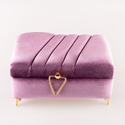 HAYRAT NEŞRİYAT - Çizgili Kutu Çeyizlik, Seccade + Tesbih + Kuran Hediye Seti (Orta Boy, Kadife, Lila, Elif-Vav)