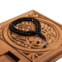 Other - Crystal Ball-Shaped Chain Black Salah Beads with Rondelle Beads (99 Beads- 8mm)