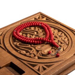 Other - Crystal Ball-Shaped Chain Red Salah Beads with Rondelle Beads (99 Beads- 8mm)