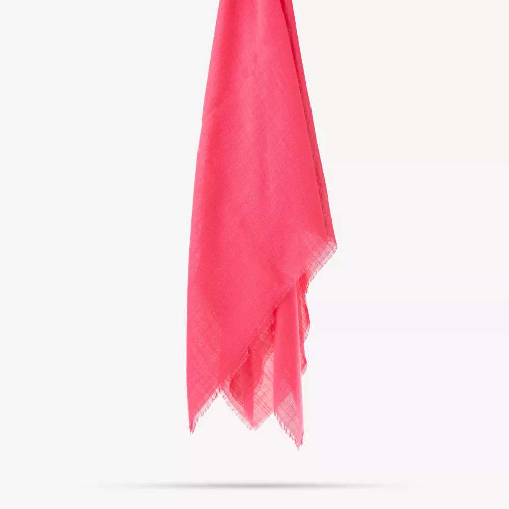 Flamlı Pamuklu Eşarp (96x96 cm. Fuşya Pembe)