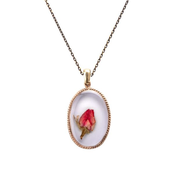Flower Rose Handmade Authentic Resin Flower Necklace Jawshan (1769-2)