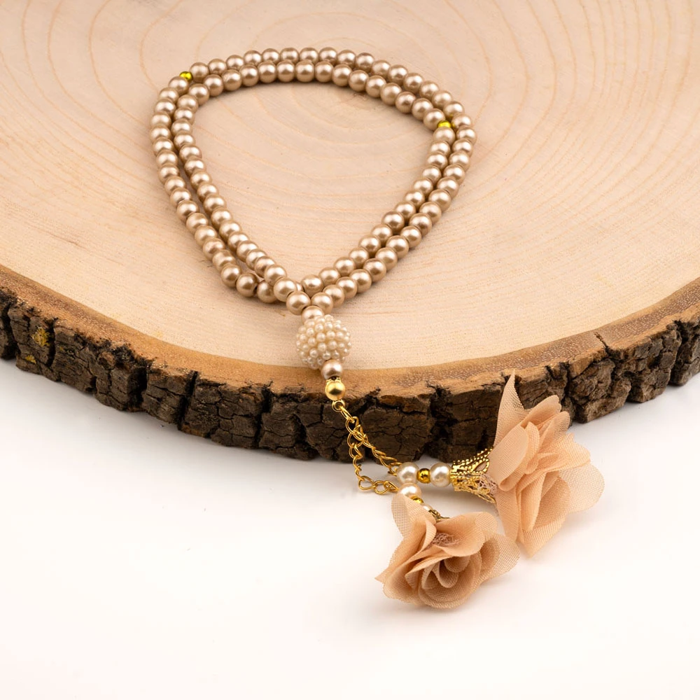 Gül Püsküllü Tesbih Gold (99lu - 6mm)