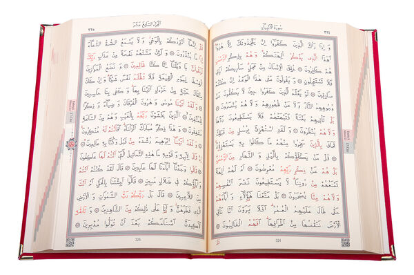 Kadife Kutulu Kur'an-ı Kerim (Hafız Boy, Güllü, Kırmızı)