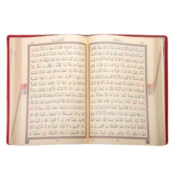 Hafiz Size Qur'an Al-Kareem (Red, Zip Around Case, Stamped, Two-Colour) - Thumbnail