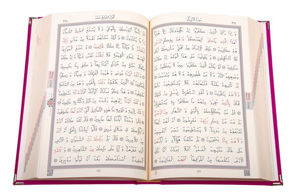 Hafiz Size Velvet Bound Qur'an Al-Kareem (Pink, Rose Figured, Gilded, Stamped)