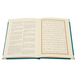 Hafiz Size Velvet Bound Yasin Juz with Turkish Translation (Turquoise, Embroidered) - Thumbnail