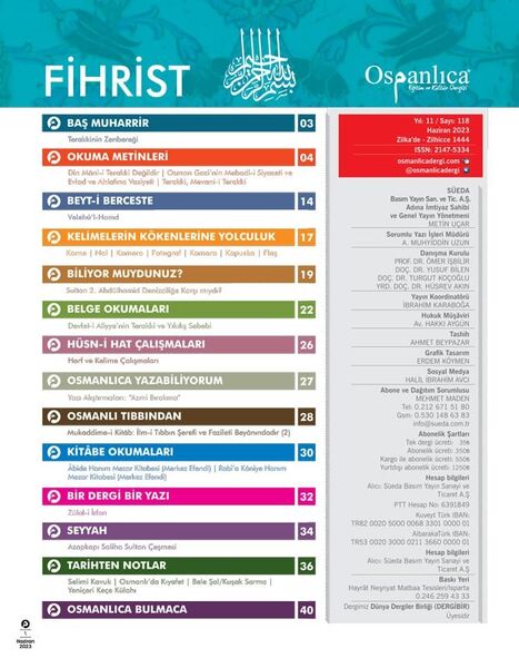 Haziran 2023 Osmanlıca Dergisi