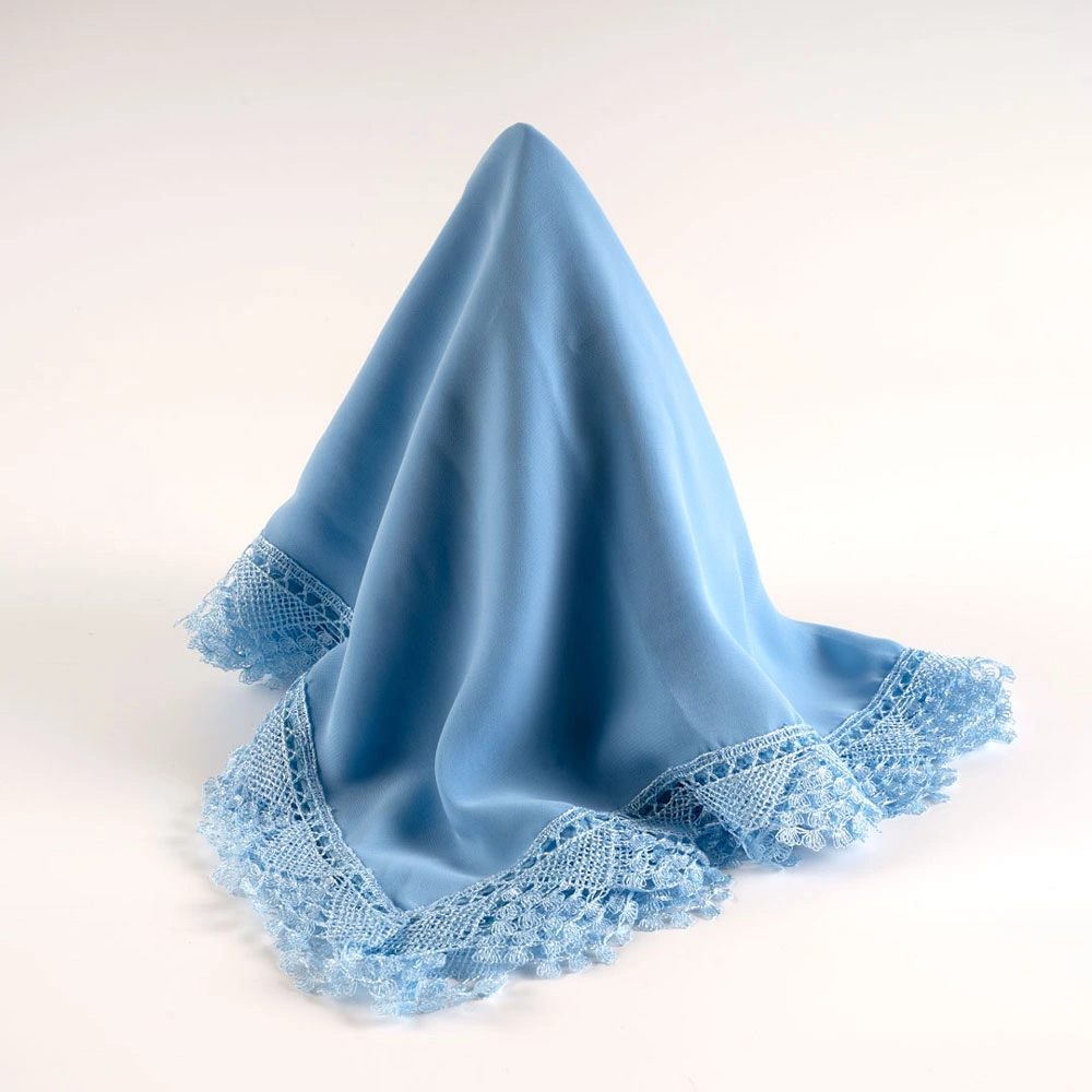 İğne Oyalı Şal (Namaz Örtüsü, 144x68 cm. Bebe Mavi)
