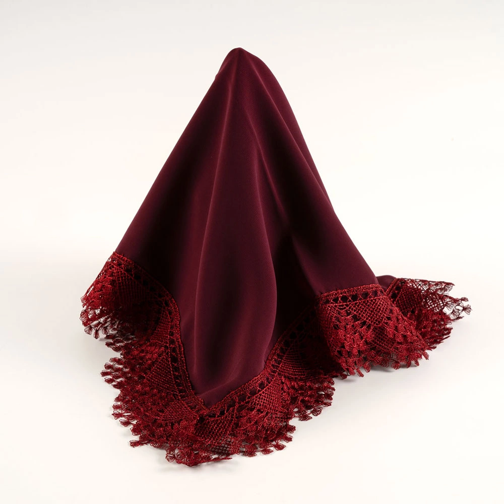 İğne Oyalı Şal (Namaz Örtüsü, 144x68 cm. Bordo)