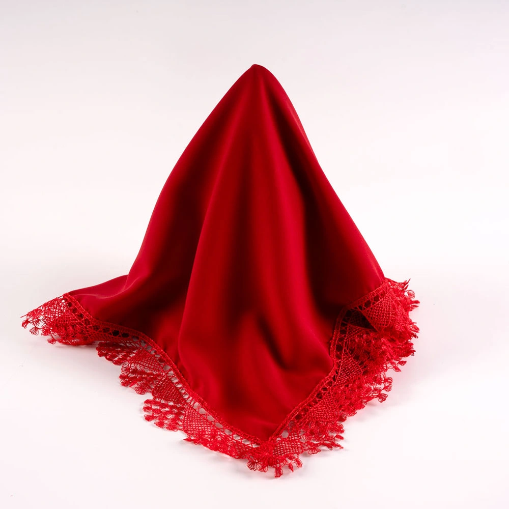 İğne Oyalı Şal (Namaz Örtüsü, 144x68 cm. Kırmızı)