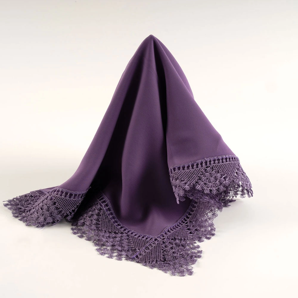İğne Oyalı Şal (Namaz Örtüsü, 144x68 cm. Lila)