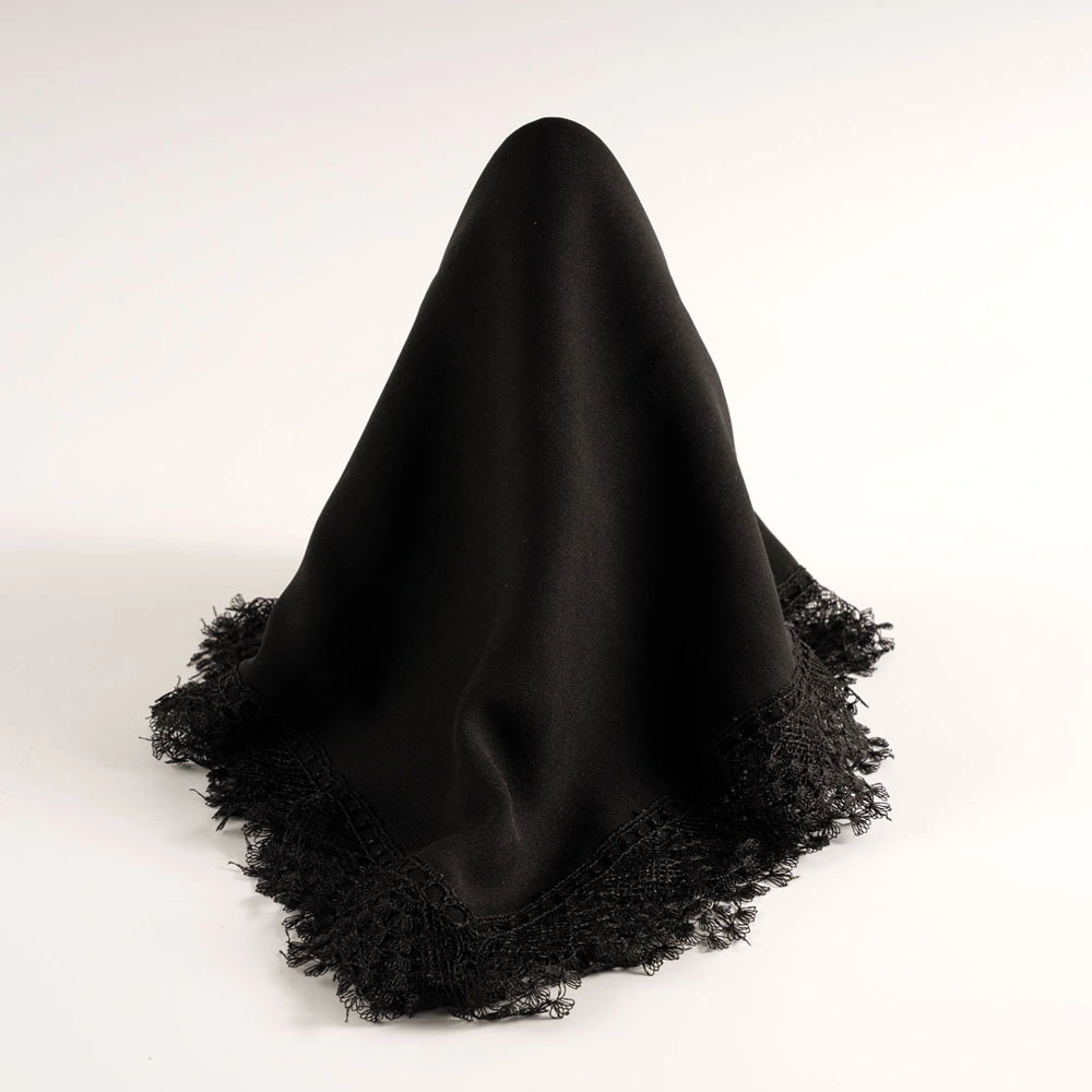 İğne Oyalı Şal (Namaz Örtüsü, 144x68 cm. Siyah)