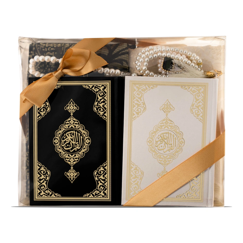 İkili Kuran + Seccade + Tesbih + Zikirmatik + Esans Hediye Seti (Krem-Siyah, Çanta Boy, 99lu+33lü) - Thumbnail