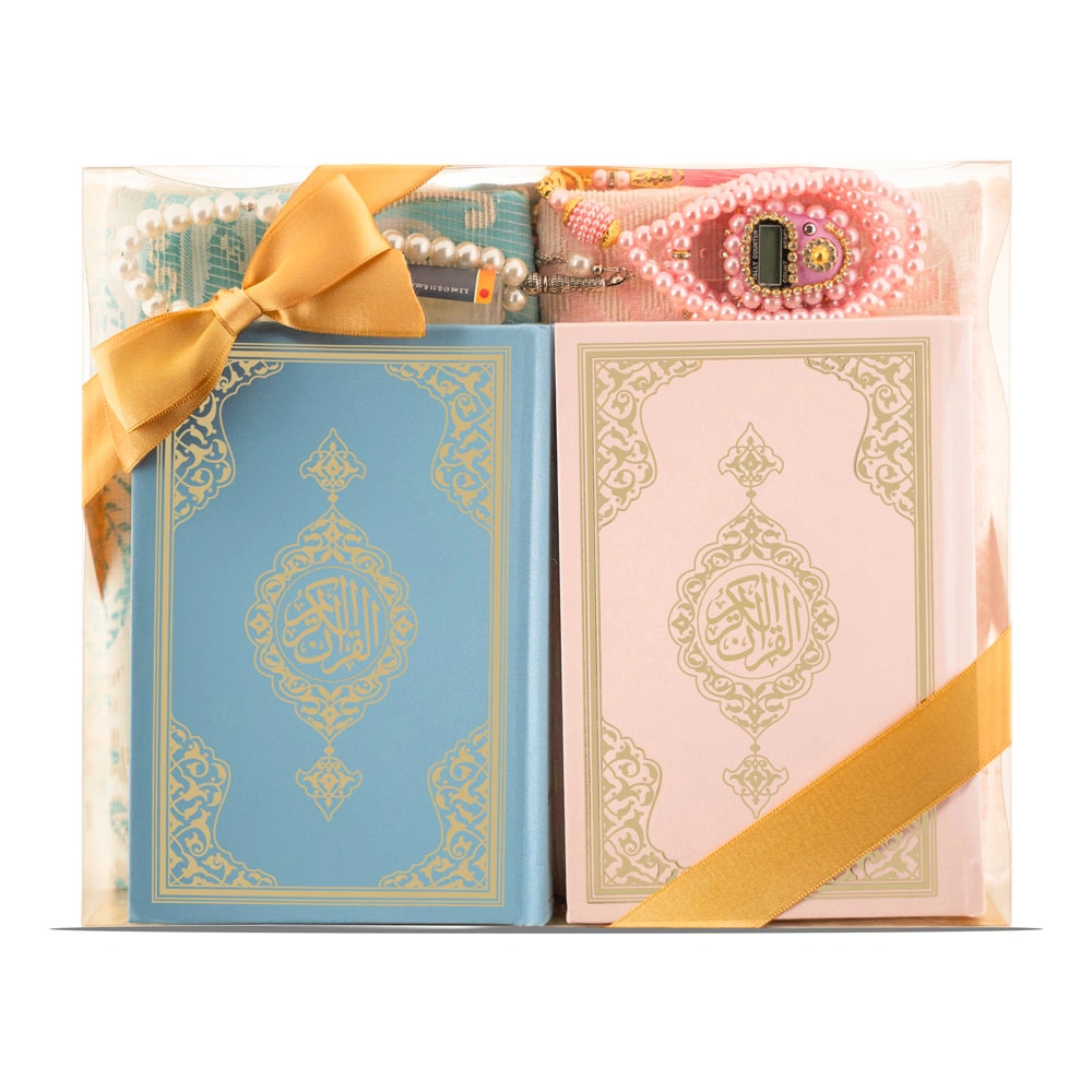 İkili Kuran + Seccade + Tesbih + Zikirmatik + Esans Hediye Seti (Pembe-Mavi, Çanta Boy, 99lu+33lü)	 - Thumbnail