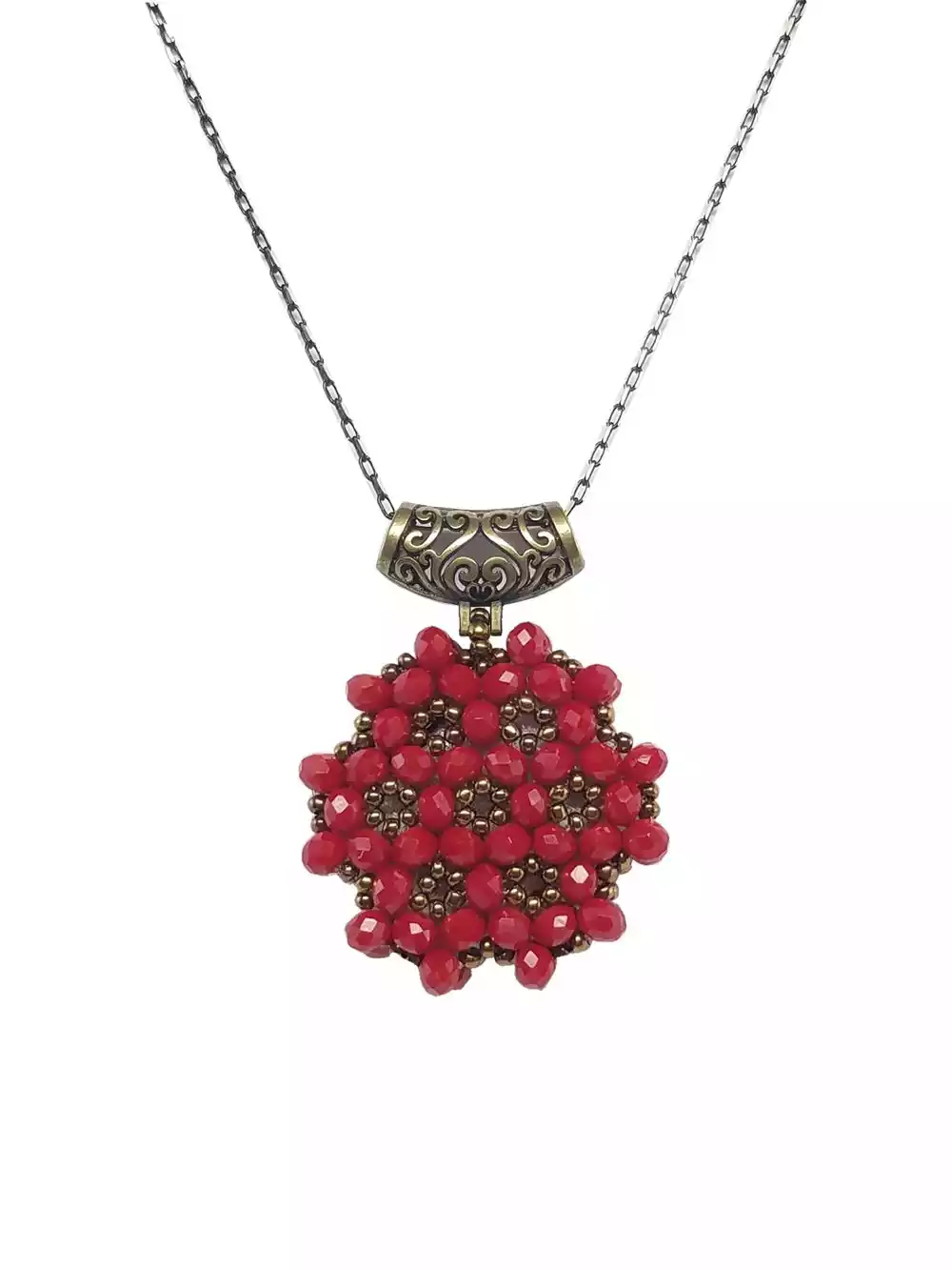 Jawshan Necklace Red (Cristal, Round) - Thumbnail